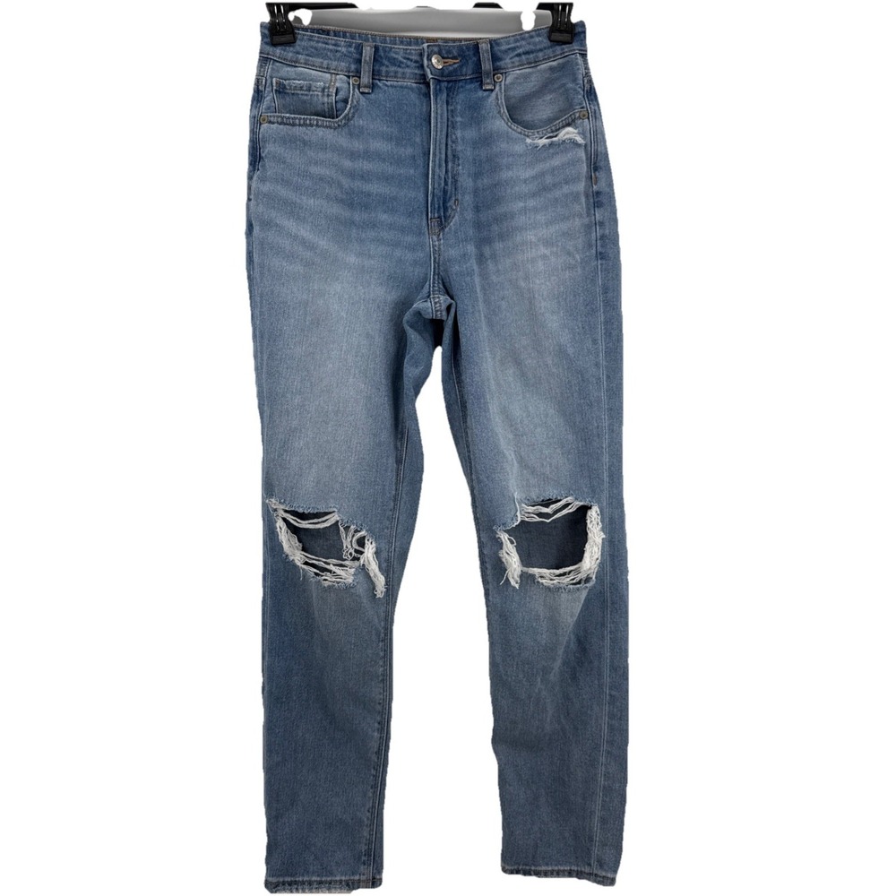 American Eagle Jeans Womens 6 Mom Jean High Rise Medium Wash Distressed Denim